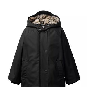 Zara Black Hooded Coat with Faux Fur Lining